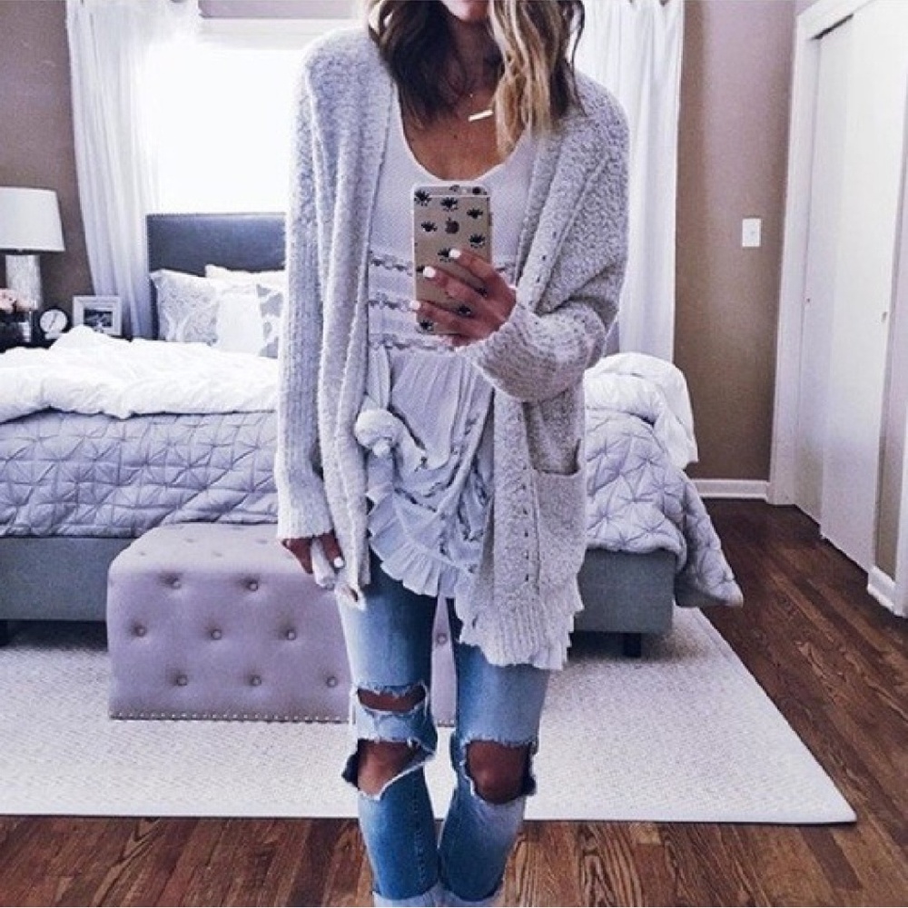 Free People Fall Friend Oversized Cardigan Button Front Tan Oatmeal Taupe XS